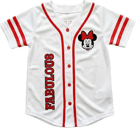 Disney Camiseta de béisbol de Minnie Mouse para niñas, tallas 4-16