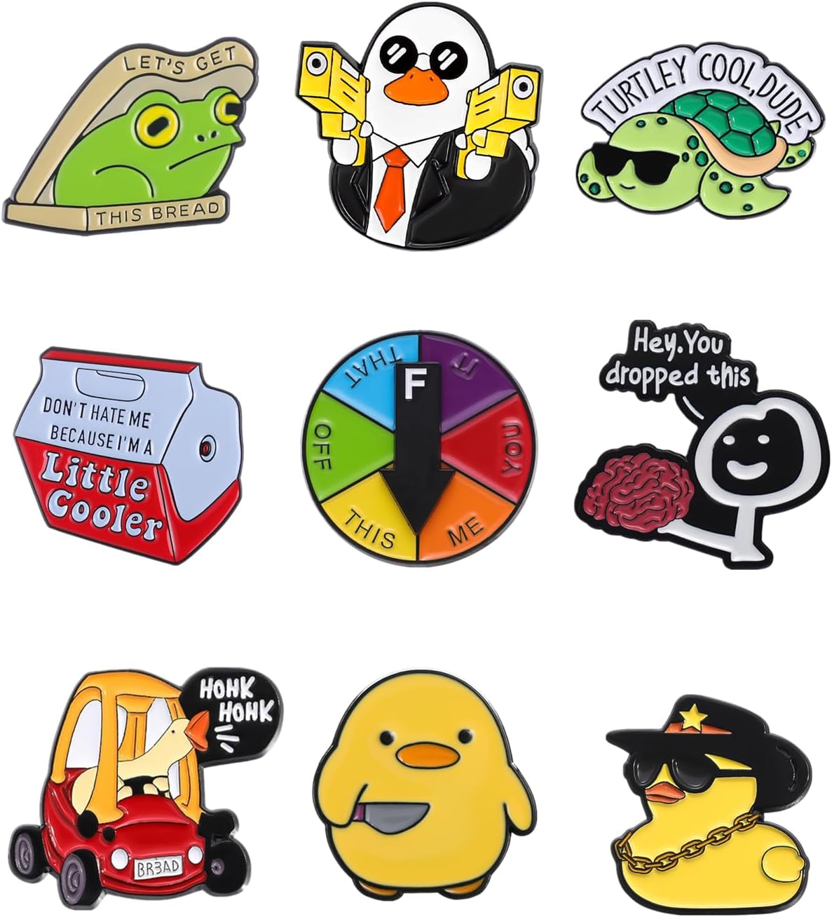 Divertidos pines esmaltados de rana de ganso y pato, 9 pines de solapa de animales de anime para mochilas, chaquetas, sombreros como divertidos coleccionables y regalos para adultos y adolescentes