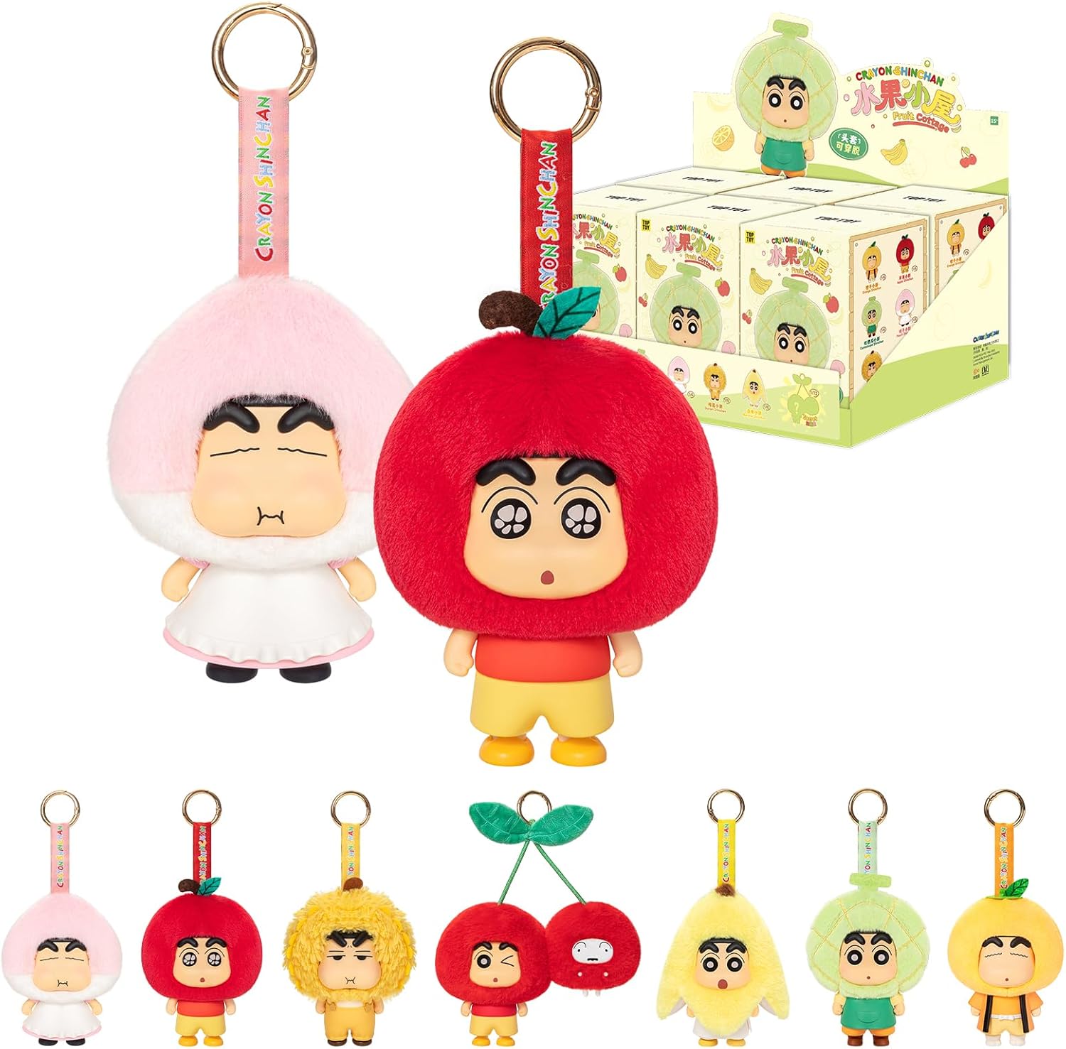 TOP TOY Crayon Shin-chan (Crayon Shin-chan) "Fruit House" Series Plush Pendant【1 Piece】Gacha Gacha Blind Box Figure Plastic Model Premium Toy PVC Sofubi Shin-chan Character Birthday Present Collector