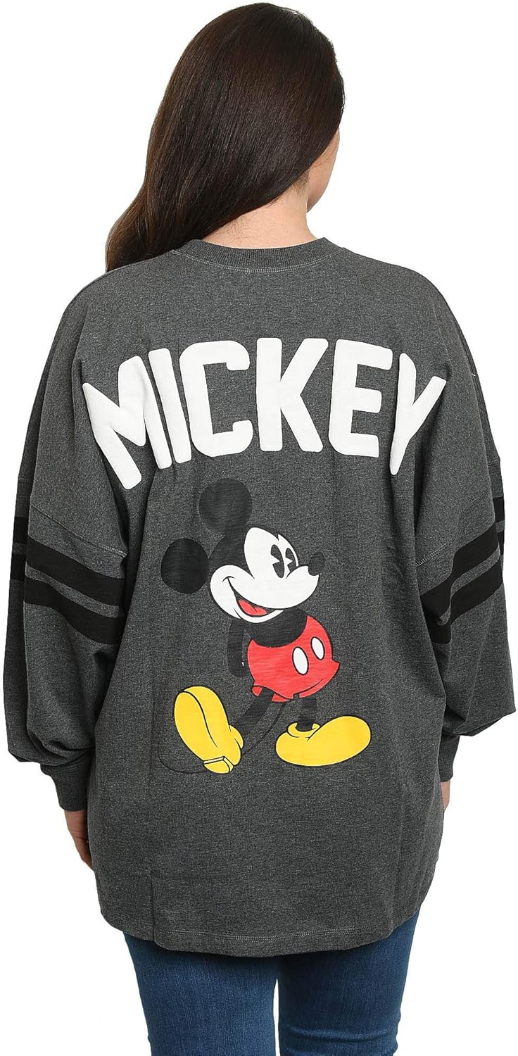 Disney Mickey Mouse Womens Long Sleeve Jersey Oversized Crewneck Shirt