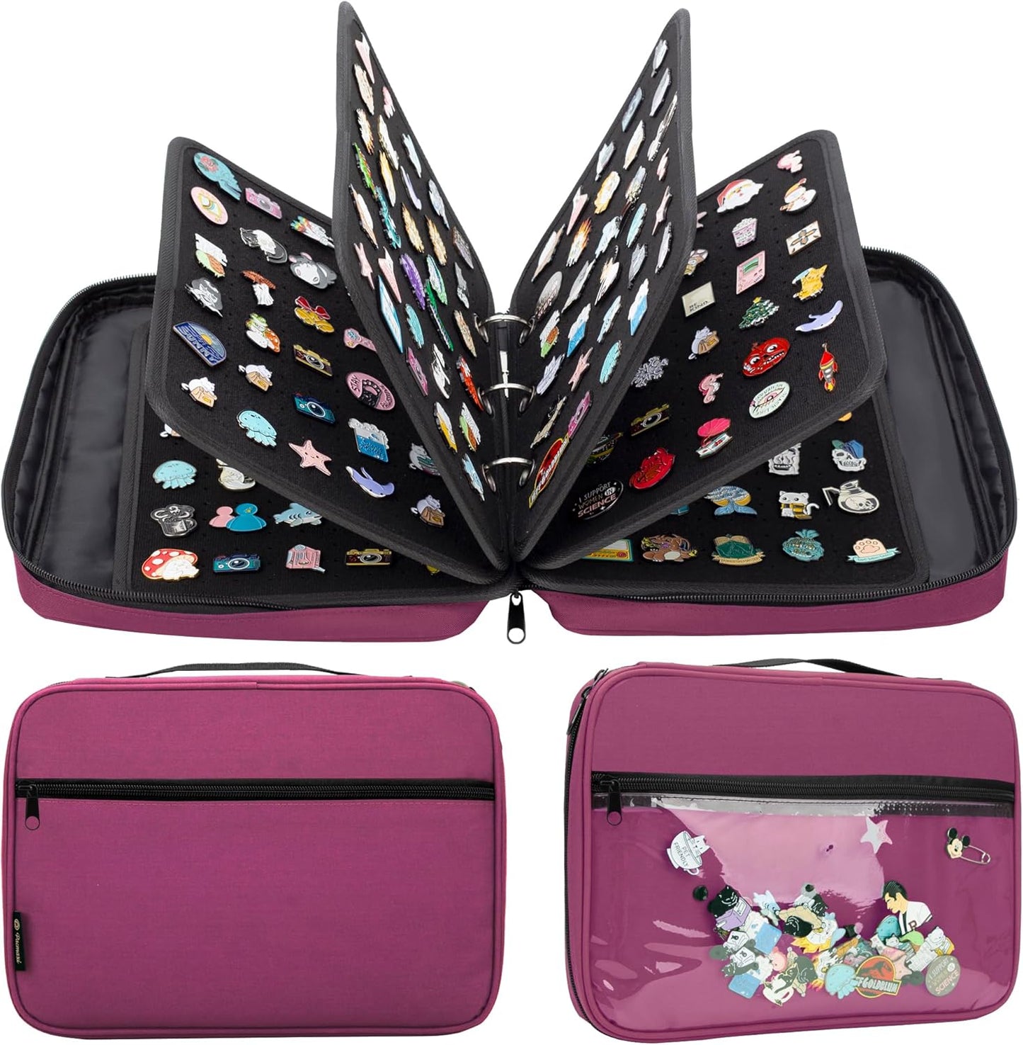 Estuche de Transporte para Pines con Paginas de Exhibición de Esmalte, Estuche Organizador de Almacenamiento para Colección de Pines, Bolsa de Exhibición de Broches para Viajes (Los Pines No Están