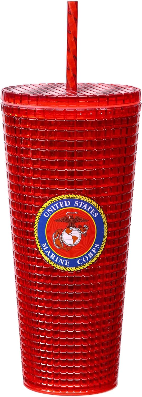 Spoontiques Peanuts Vaso de diamantes, 20 oz - Vaso texturizado con pajita, aislamiento de doble pared, sin BPA - Snoopy