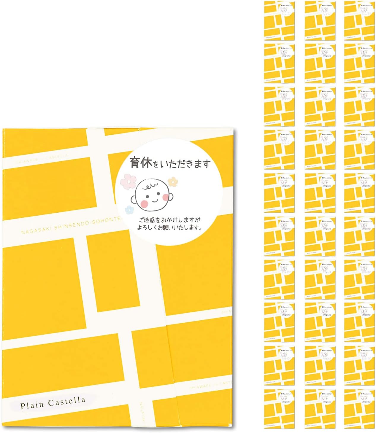 Nagasaki Shinsendo Workplace Gift Sweets, Yellow Castella of Happiness, Individually Wrapped, Set of 20, Handbag Included, TK20x20