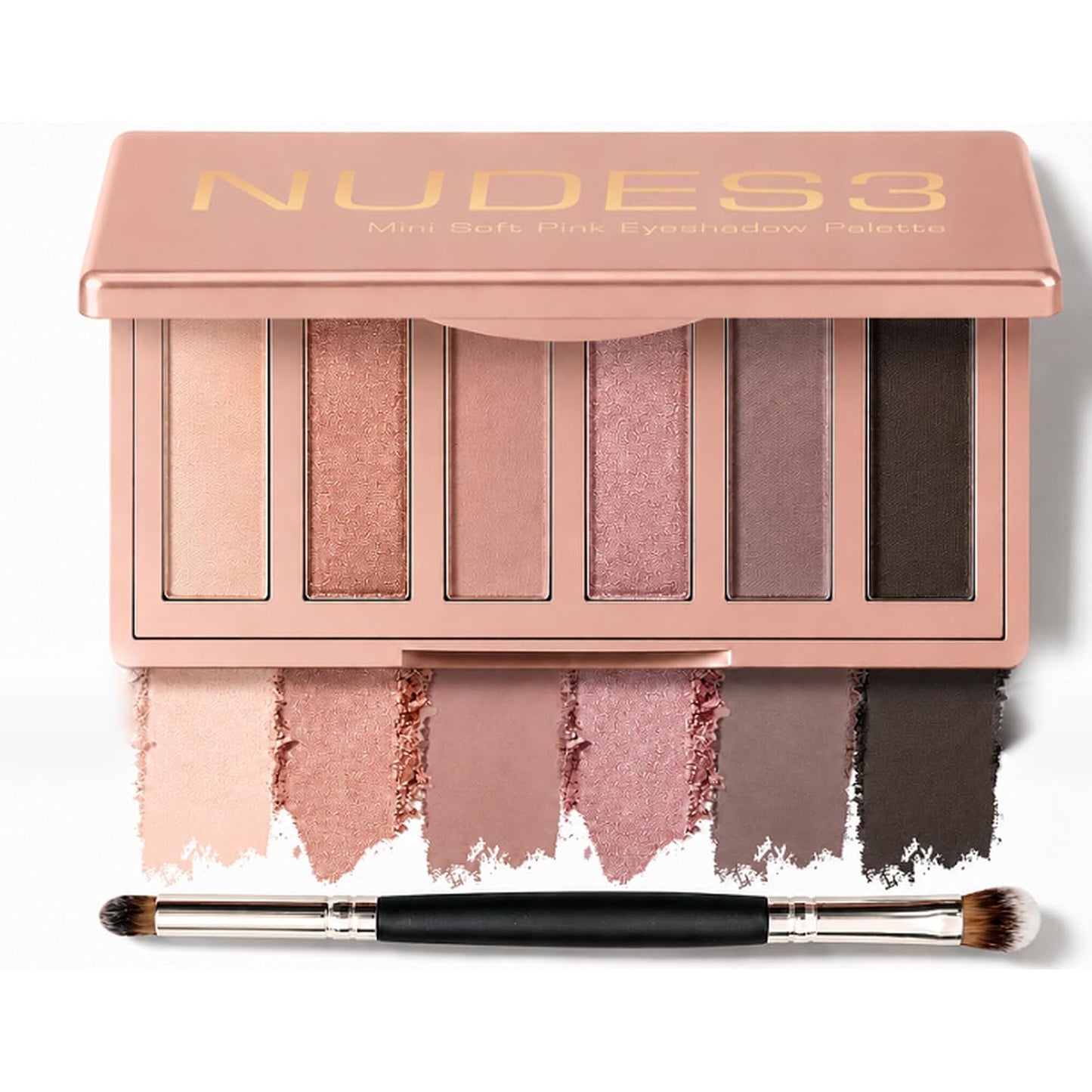 6 Matte Neutral Mini Eyeshadow Palette with Brush - Ultra Blendable Cool-Tone Nude Smokey Eye Shadow Palette, Long-lasting Wear Smooth Texture