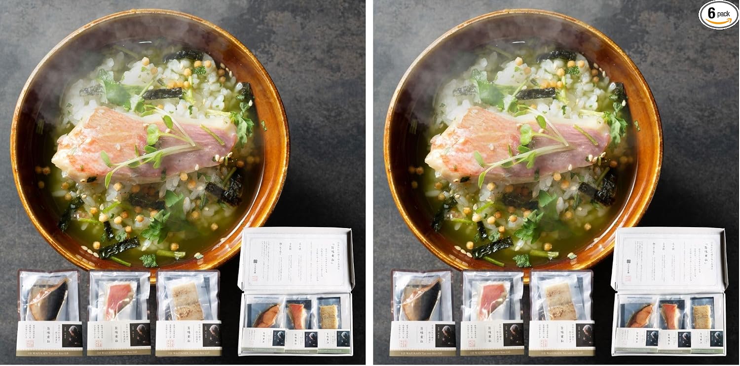 Yamashiro Bussan Ochazukey Tamaro Iri Premium Gift Seafood Gourmet ["Kodairicha Umajyugane"] 6 Meals (Kinmedai, Hamaguri, Grilled Haamo, Chicken, Buri, Anago) Domestic Tea Leaves Used (60 Years of Tea