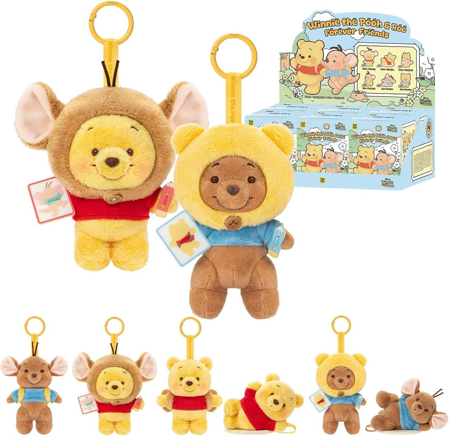 TOP TOY Disney Winnie the Pooh and Roo "Friends" Plush Toy Series [1 Piece] Gacha Gacha Blind Box Figure Plastic Model Premium Toy Soft Vinyl Birthday Present Winnie the Pooh & Roo For Character