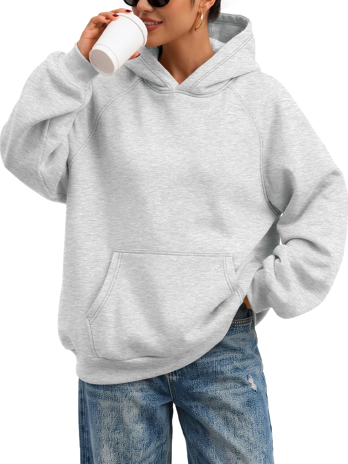 Trendy Queen Sudaderas con capucha de gran tamaño para mujer, cómodas sudaderas de forro polar, cómodas sudaderas de otoño 2026