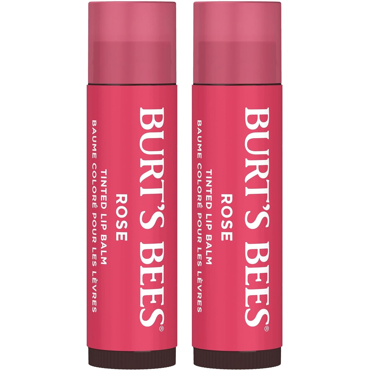 Burt's Bees - Bálsamo labial para rellenar los calcetines, fórmula de bálsamo tintado 2 en 1 de larga duración, infusión de color con manteca de karité hidratante, rosa pétalo (paquete de 2)