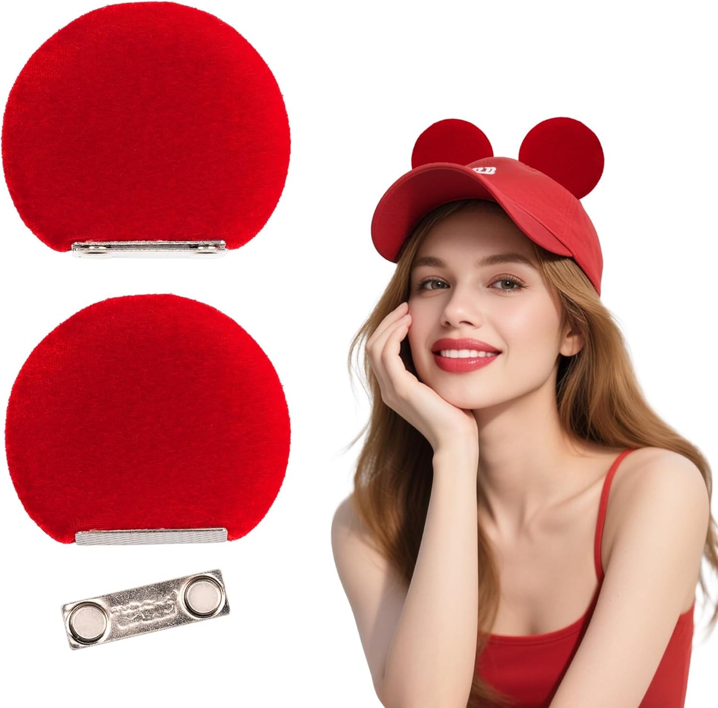 zhezesmila - Orejeras magnéticas de ratón para gorra, barretina, boina y gorro de cubo - Orejeras de ratón de 8.9 cm con clip para niños y niñas, conjuntos de disfraz