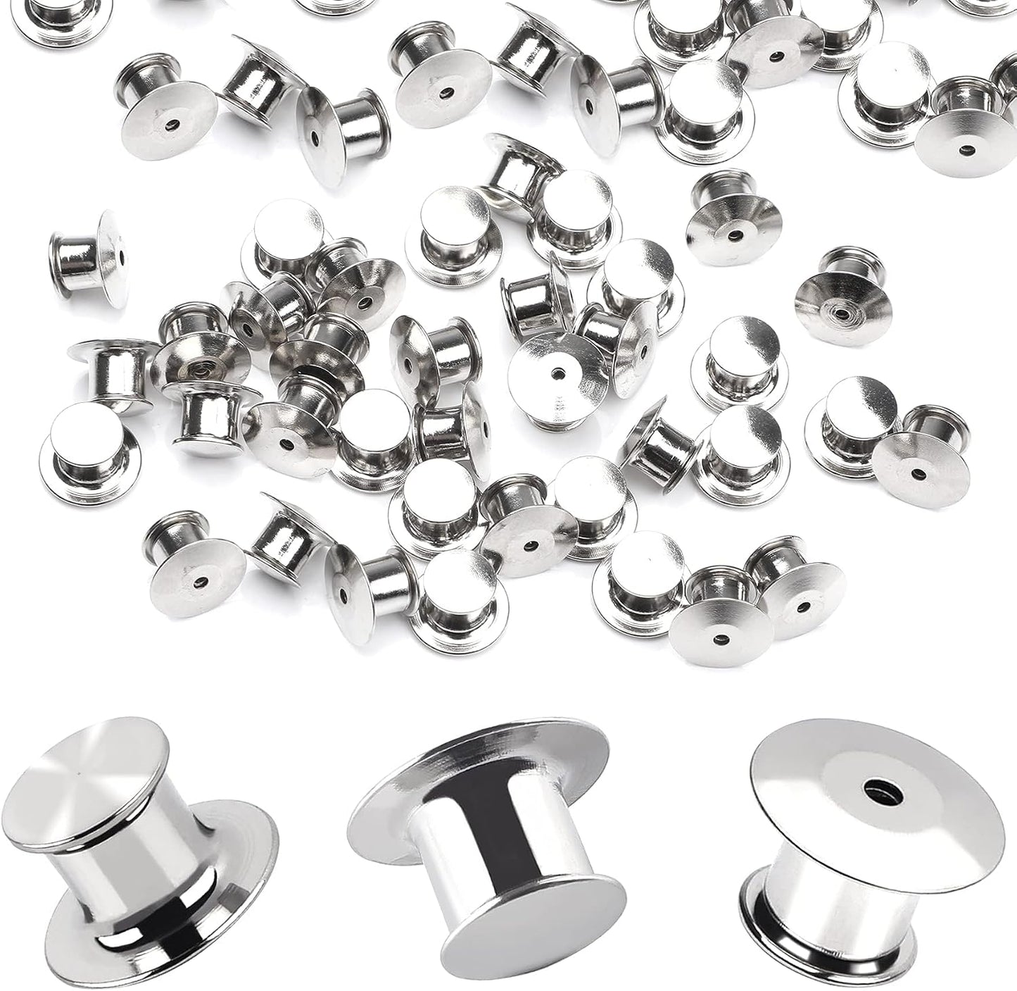 30 piezas de cierres de pin de metal con parte posterior de bloqueo | Nickel Plated Copper,convenient to carry, and blend seamlessly behind any pin,No Tools Required Spring Loaded Lock