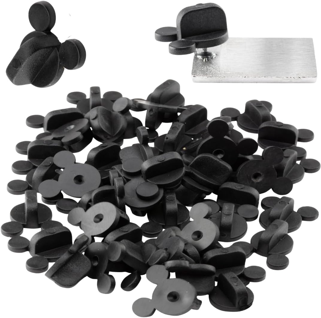 SCS Direct Orejas de ratón de goma de PVC (12 piezas) compatibles con Mickey Mouse, Disney, mantén tus pines favoritos seguros a tu ropa, guardianes y pinback