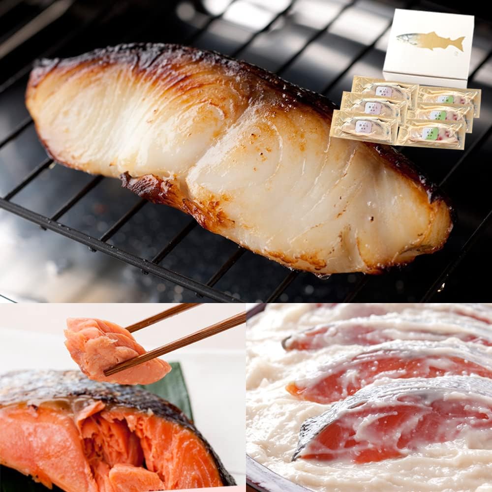 Torigorimonaga Saikyo Pickled Monds Set (2 Types of Silverado/Salmon 6 Pieces), Summer Gift, Middle Agen, Present, Silver Dala, Pickled Fish, Saikyo