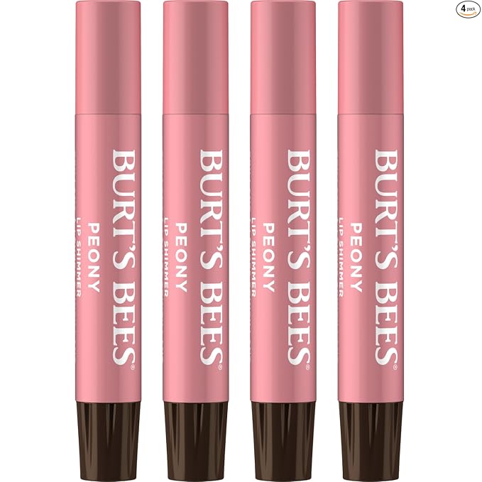 Burt's Bees Shimmer - Juego de tinte labial tintado, hidratante para hidratación durante todo el día con acabado pigmentado brillante y color construible, champán (paquete de 4)