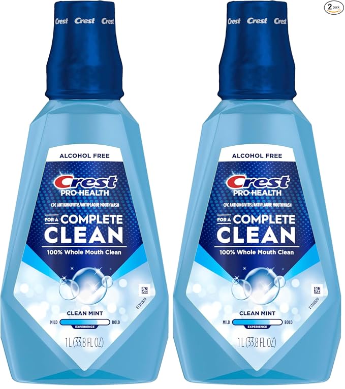 Crest Pro-Health - Enjuague bucal multiprotección con CPC, menta limpia, 1 litro (33.8 fl oz), enjuague bucal Crest para tratamiento de gingivitis
