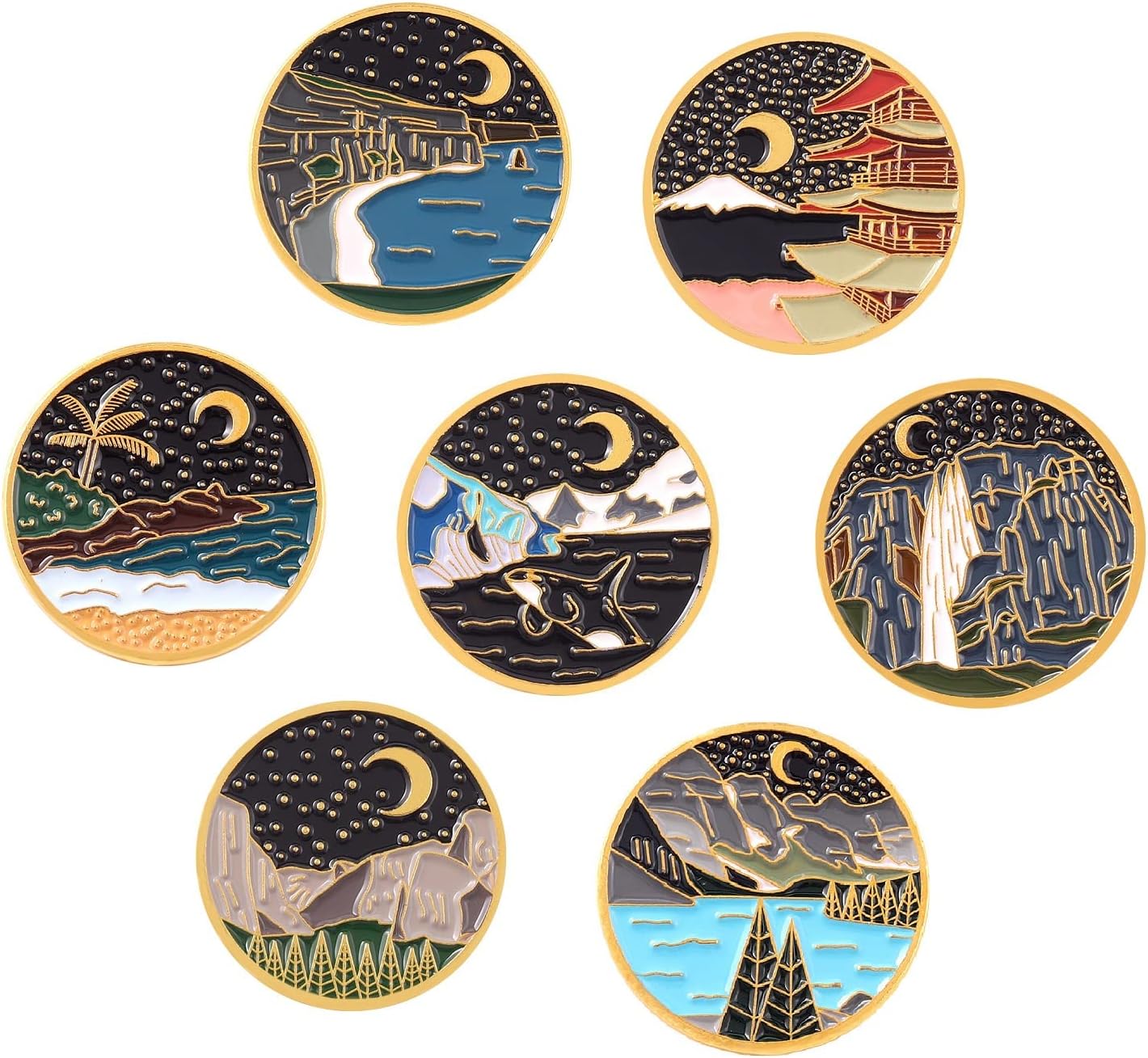 Lindo juego de pines esmaltados, broches de solapa, broches de dibujos animados, insignias para ropa, bolsas, mochila para mujer