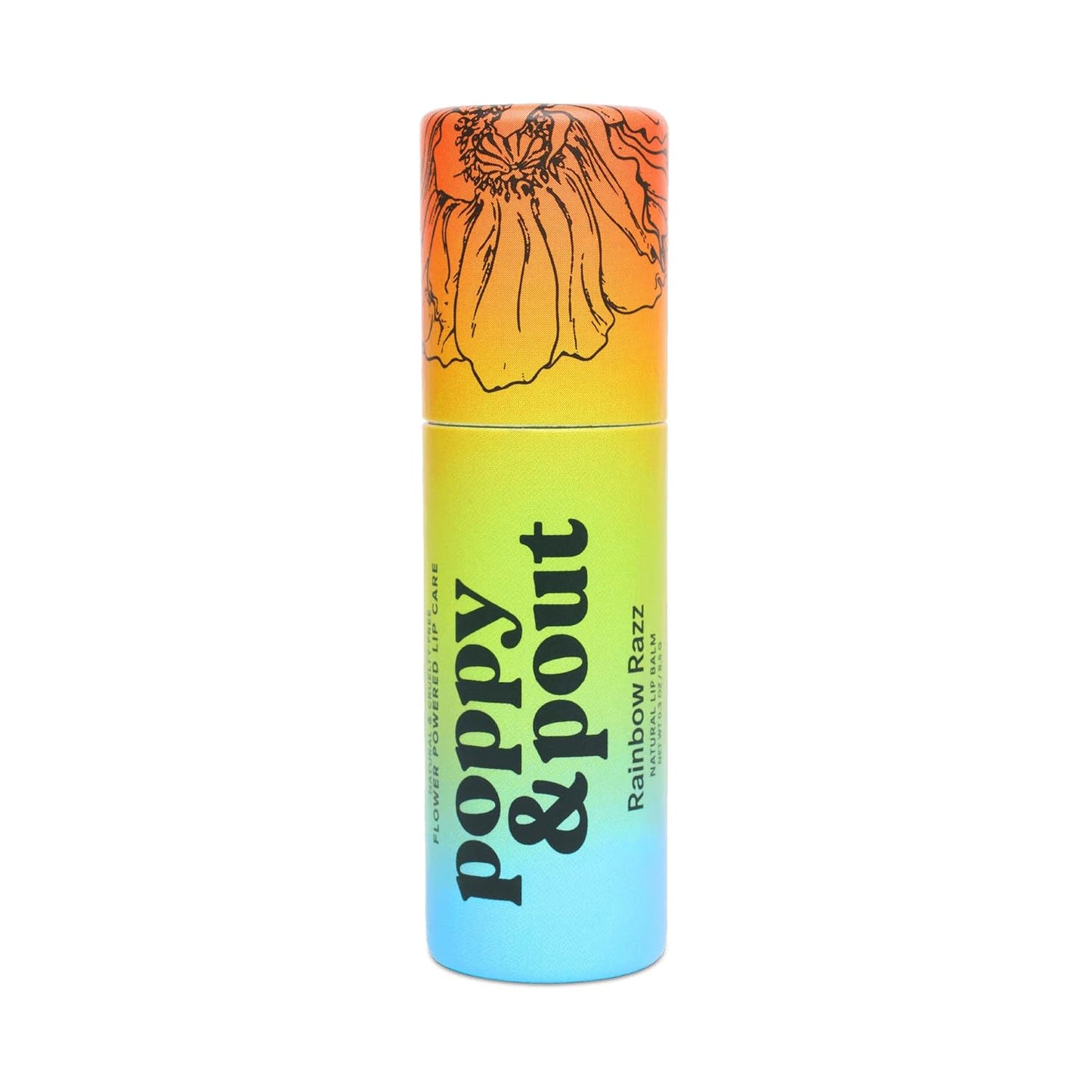 Poppy & Pout Bálsamo labial totalmente natural, tubo de cartón de 0.3 onzas, relleno a mano, cera de abejas, vitamina E, aceite de coco orgánico, libre de crueldad (flor de limón)