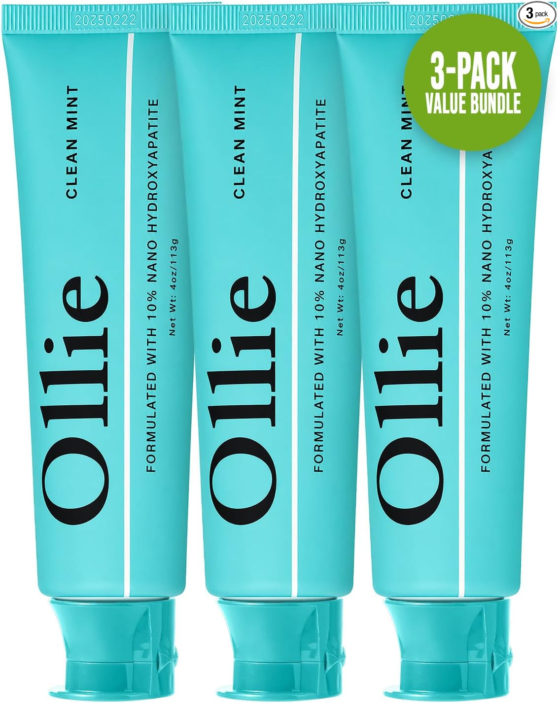 Ollie Pasta de dientes 10% Nano hidroxiapatita sin flúor para esmalte remineralizante, dientes sensibles y blanqueamiento, menta limpia, 4 onzas (paquete de 1)