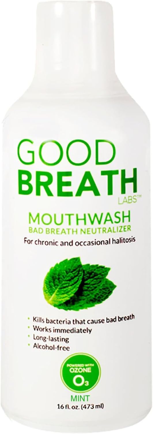 Goodbreath - Enjuague bucal de menta para halitosis crónica - Nueva tecnología de ozono enjuague oral - Tratamiento de halitosis y neutralizador del mal aliento - Enjuague bucal para enfermedades de