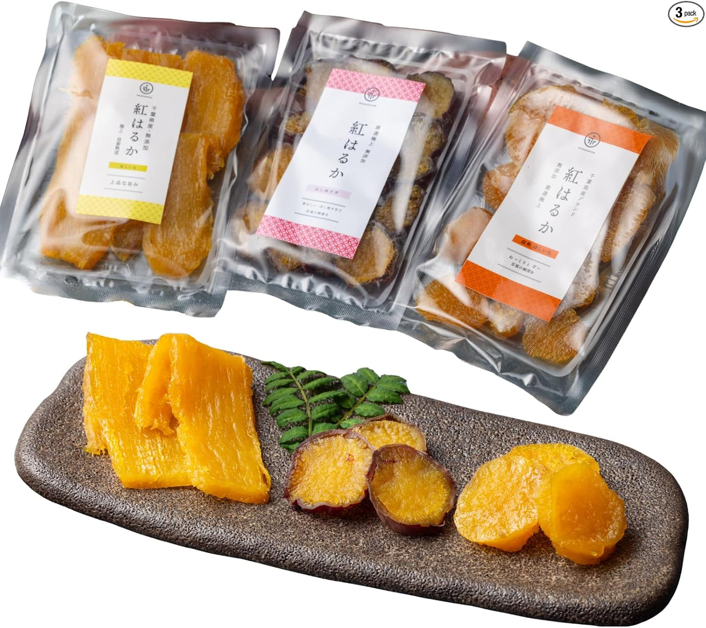 NAGASHIMA Dried Potato Sweets, Red Haruka Potatoes, Additive-Free, Made in Japan, Chiba Prefecture, 3 Types, Premium Food Comparison Set (Set of 6)