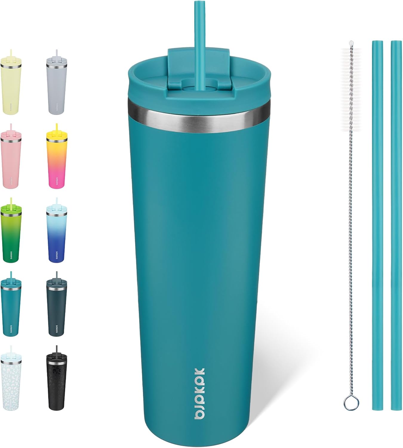BJPKPK - Vaso de acero inoxidable con aislamiento, tapa y pajilla, taza de café para viaje, de 18 onzas, diseño de laguna