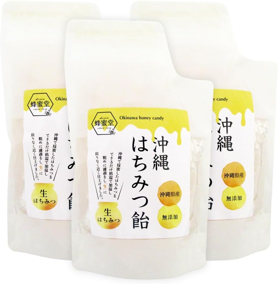 Honeydo Okinawa Honey Candy, 3.5 oz (100 g), Okinawa Souvenir, Limited Honey, Candy, Rare, Thick, Okinawa Prefecture, Hakame-chan, Made in Japan (3.5 oz (100 g), 3, Bags)