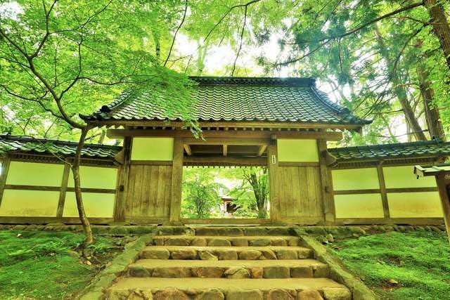 【日本の風景ポストカード】岩手県平泉町 中尊寺 苔むす石段と門 はがき お土産 ハガキ 撮影/YOSHIO IWASAWA