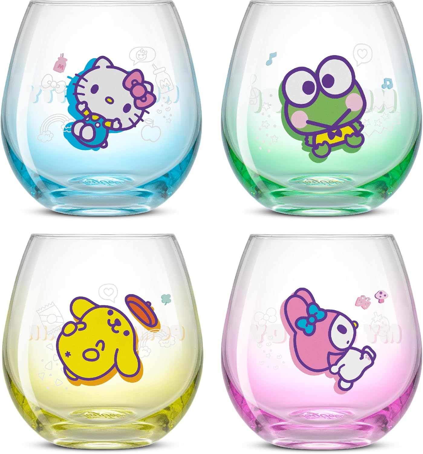JoyJolt Disney Mickey Mouse Squad Collection Vasos Tumblers. Juego de 4 Copas de Vino sin Tallo de 15 onzas, Vasos sin Tallo para Beber. Artículos de regalo, Juego de Copas de Vino de Mickey Mouse