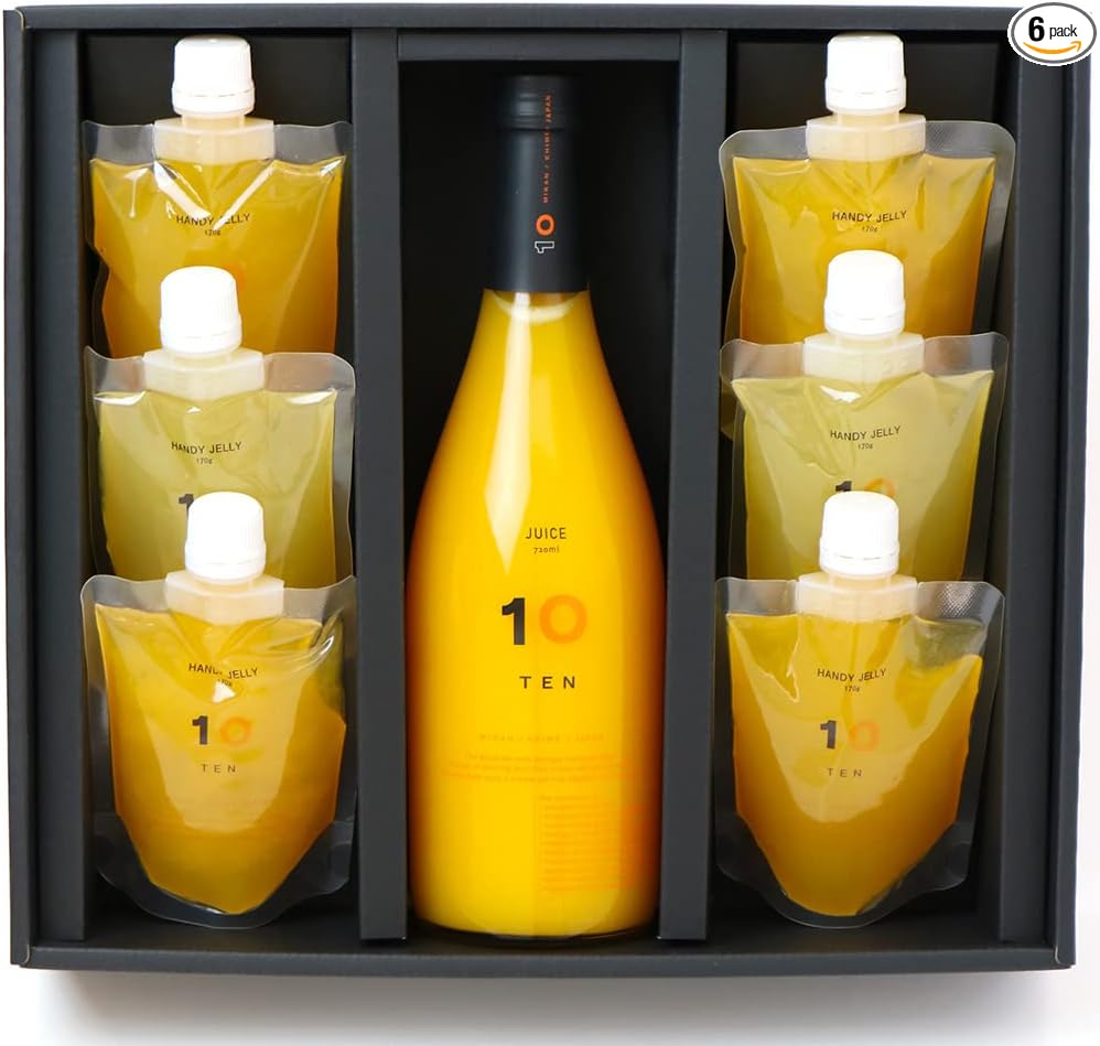 TP561GI 10FACTORY Gift Ehime Mandarin Juice, Ehime Mikan, 100% Juice, 10 Bottles (6.8 fl oz (200 ml), Set of 10 Types, Boxed, Wrapped, Compatible with Iron Paper, Tote Bag Included, High Quality, No Additives, Made in Japan, For Home Celebrations