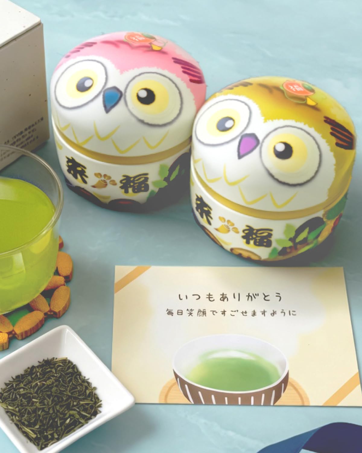 Arahataen Shizuoka Tea Owl Can 80g×2 Bottles Boxed Green Tea Tea Gift Suzuko Can Present Tea Leaves Deep Steamed Tea