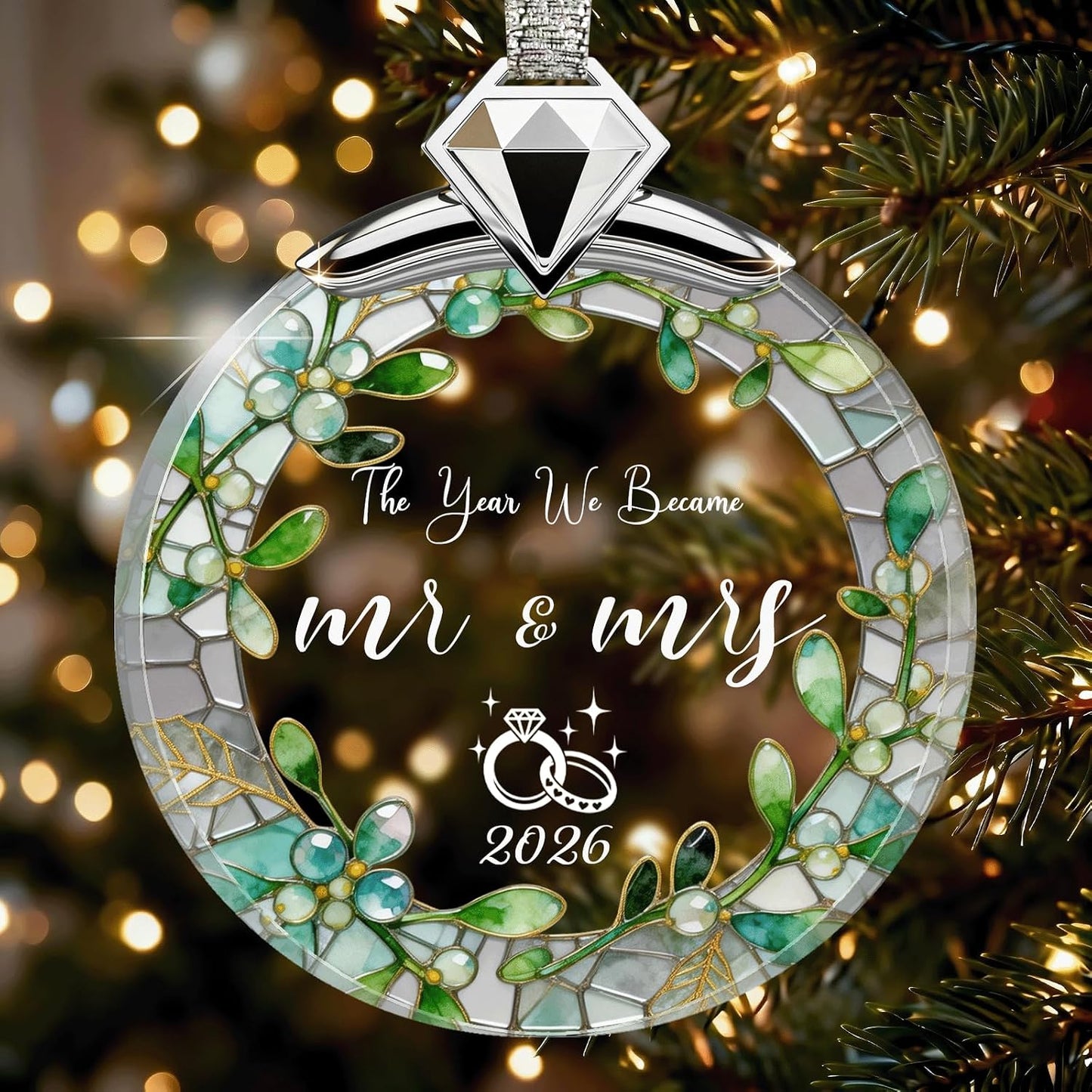 Regalos de boda para parejas, cristal de cristal 2026, adorno de primera Navidad para casados, ideas de regalos de boda para recién casados, regalos de despedida de soltera para novia-05