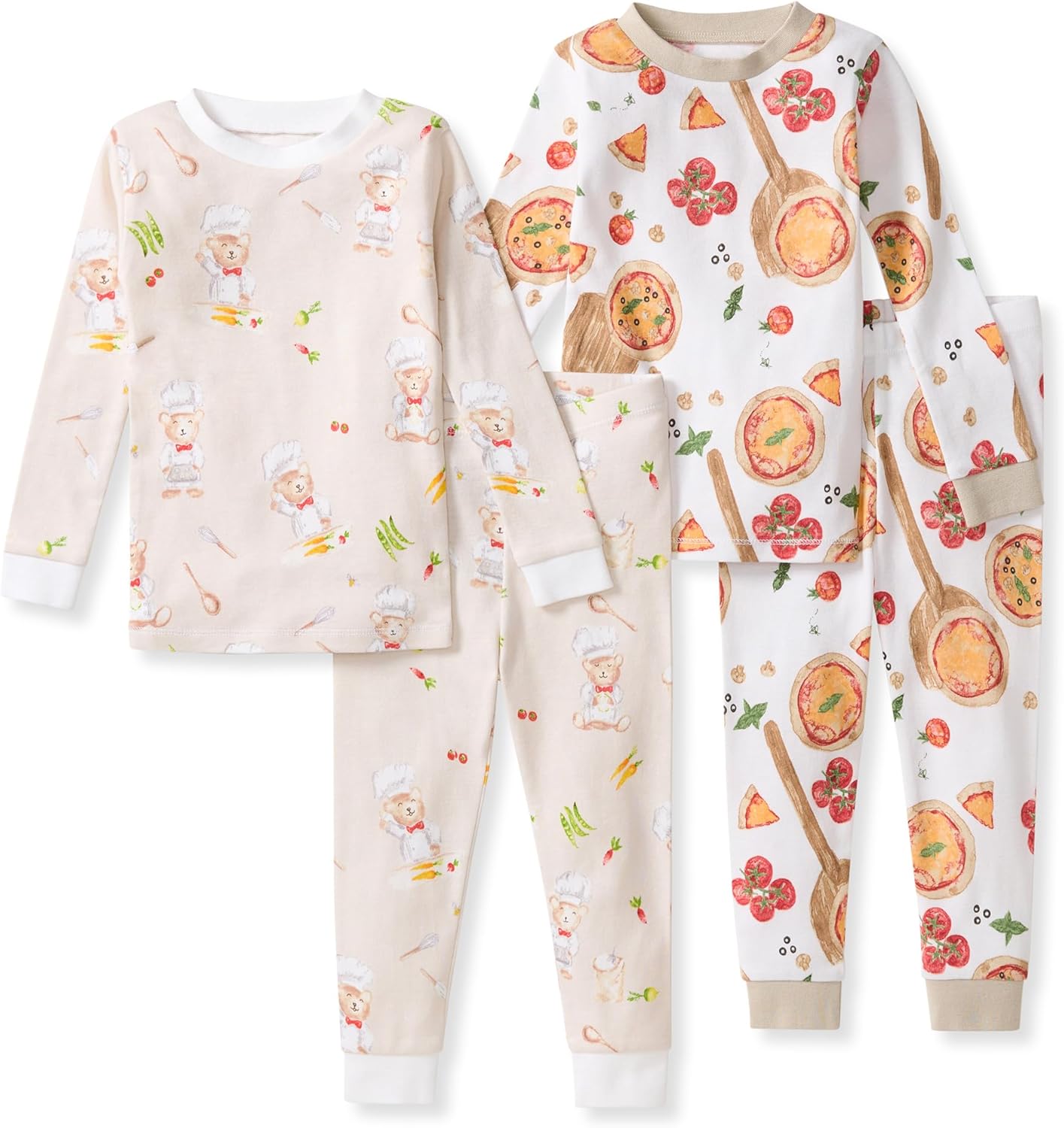 Burt's Bees Baby Pijama de algodón orgánico para niños, conjunto de pijama para niños pequeños, 2 piezas | Soft, cozy, snug fitting pajamas feature stretchy ribbed cuffs and hand painted prints to make bedtime a breeze