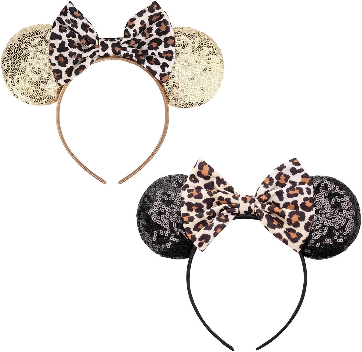 AQOKKA Mouse Ears Headband with Bow and Minnie Ears Hair Accessories for Women Girls Birthday Party Decoration