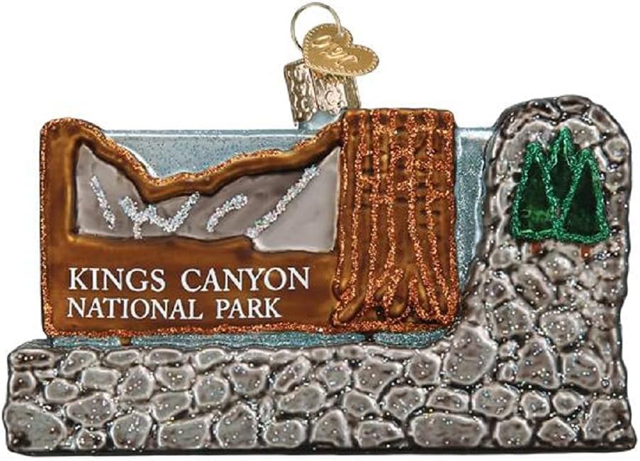 Old World Christmas Zion National Park Adorno de vidrio soplado para árbol de Navidad, decoración navideña artesanal, colección de puntos de referencia