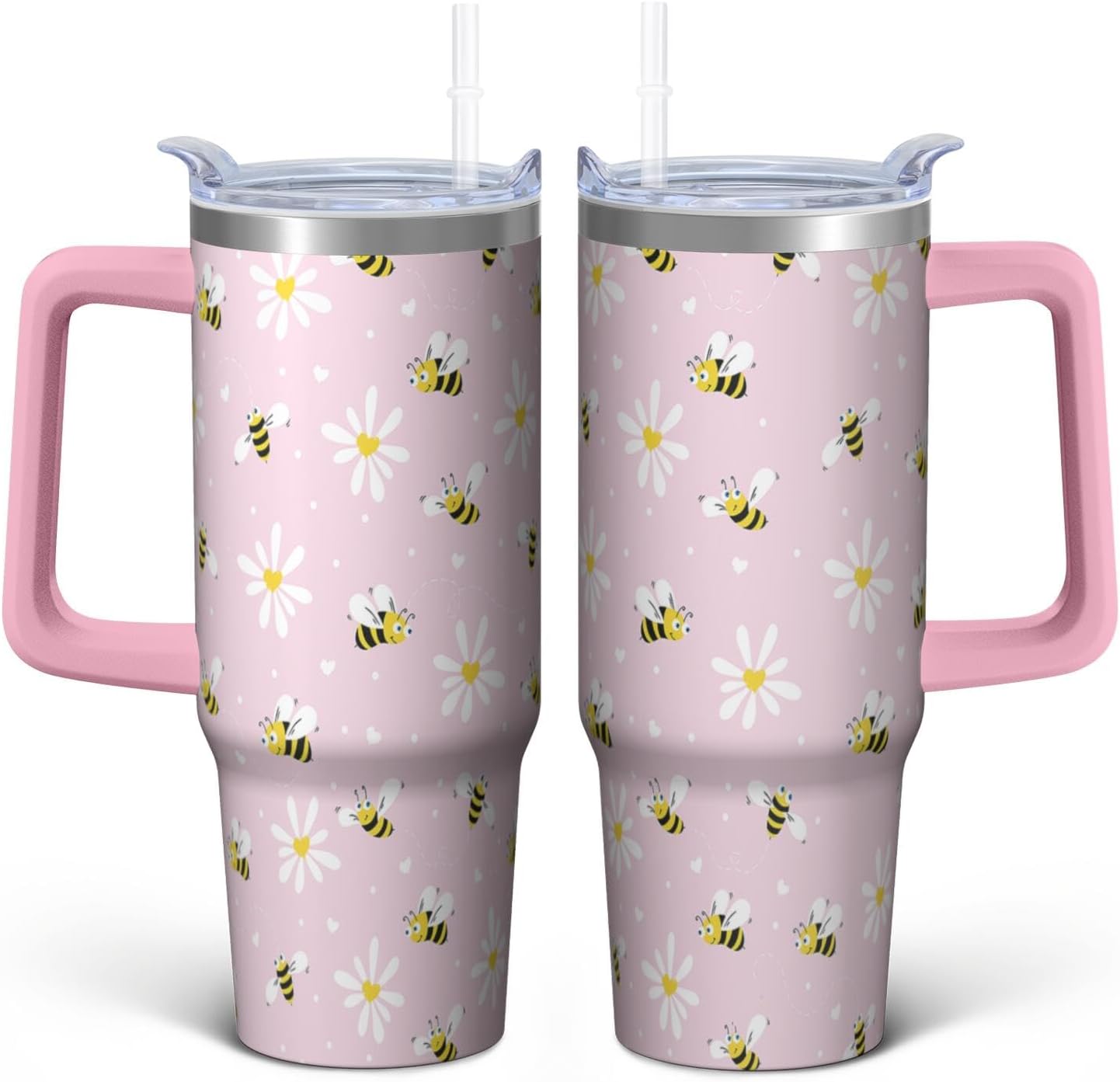 Vaso de mariposa con asa y pajita, botella de agua de viaje de 30 onzas con tapa, taza aislada de acero inoxidable, regalos de cumpleaños para mujeres amantes de los animales