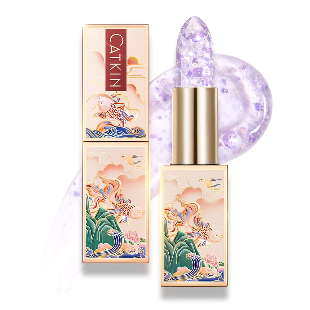 CATKIN Bálsamo labial tintado con purpurina para labios ultra hidratante, humectante labial, cuidado de labios con vitamina E nutritivo para labios agrietados y secos, 0.12 onzas, C15 Destiny, rojo