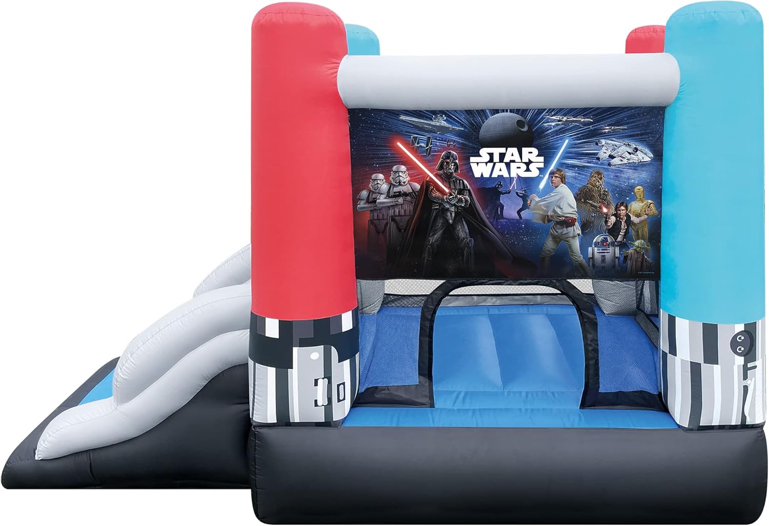 Casa de rebote hinchable Funormous Star Wars con tobogán, Darth Vader inflable para interior y exterior, sable de luz de Luke Skywalker, castillo hinchable divertido para niños de 3 a 8 años