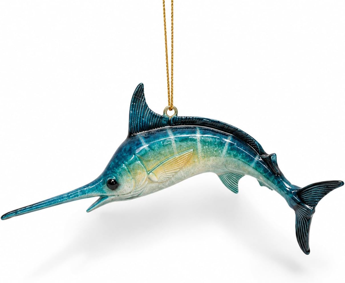 Adorno de tortuga marina azul, decoraciones navideñas pintadas a mano 2023, temática de playa, decoración del océano, adornos de árbol de Navidad, ideal para rellenar calcetines en embalaje de regalo rengöra