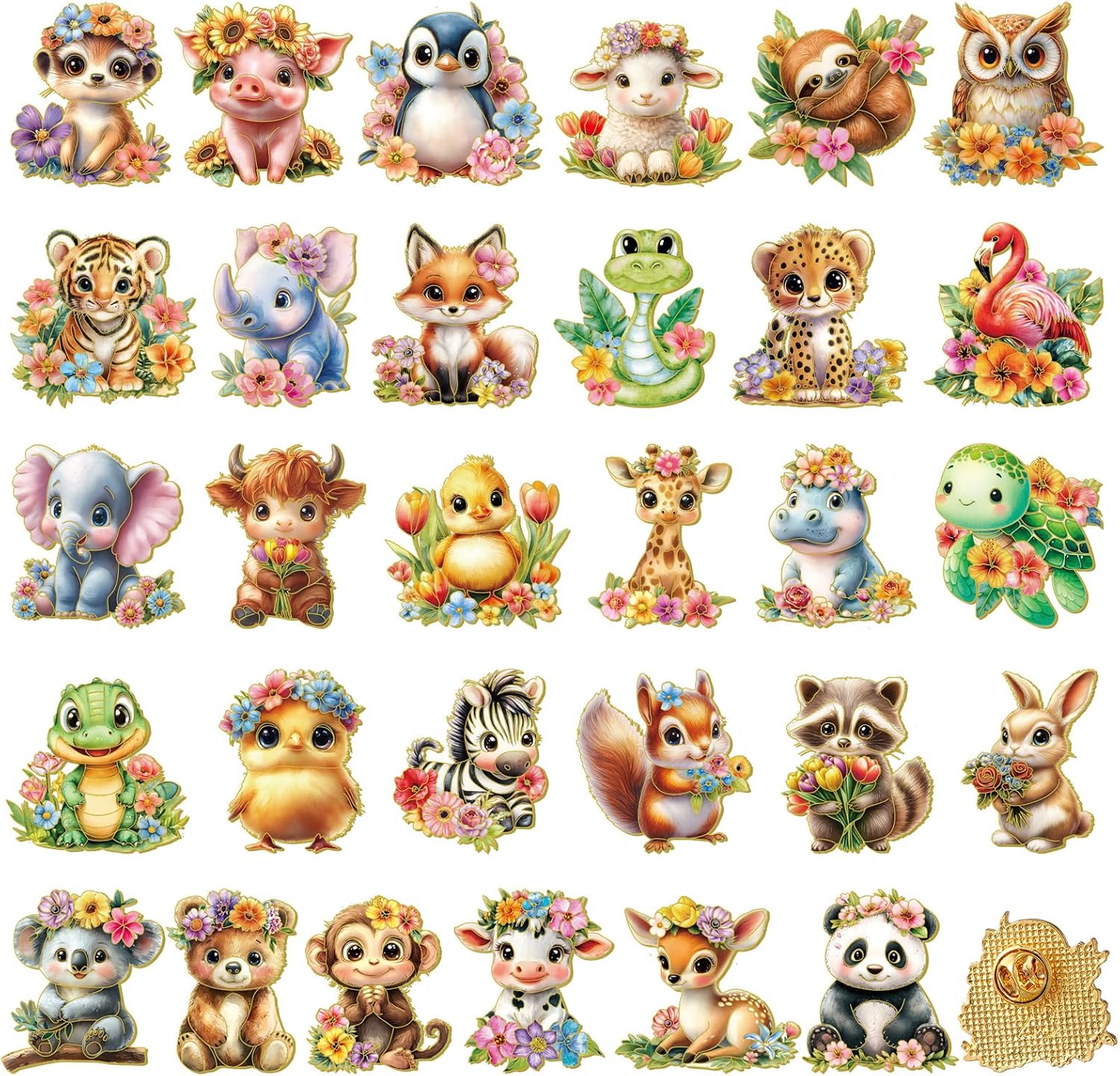 Landical 30 piezas, lindos pines de esmalte a granel, flores de plantas, animales, Halloween, gato negro, gótico, calabazas de otoño, primavera, broches de solapa de dibujos animados, pin de joyería