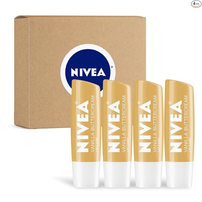 NIVEA Lip Care, Paquete Variado de Bálsamo Labial Tintado Frutal, Sabores a Cereza, Fresa, Mora y Sandía, Humedad, Reparación y Color 3-en-1, Barra de 0.17 Oz, Paquete de 4