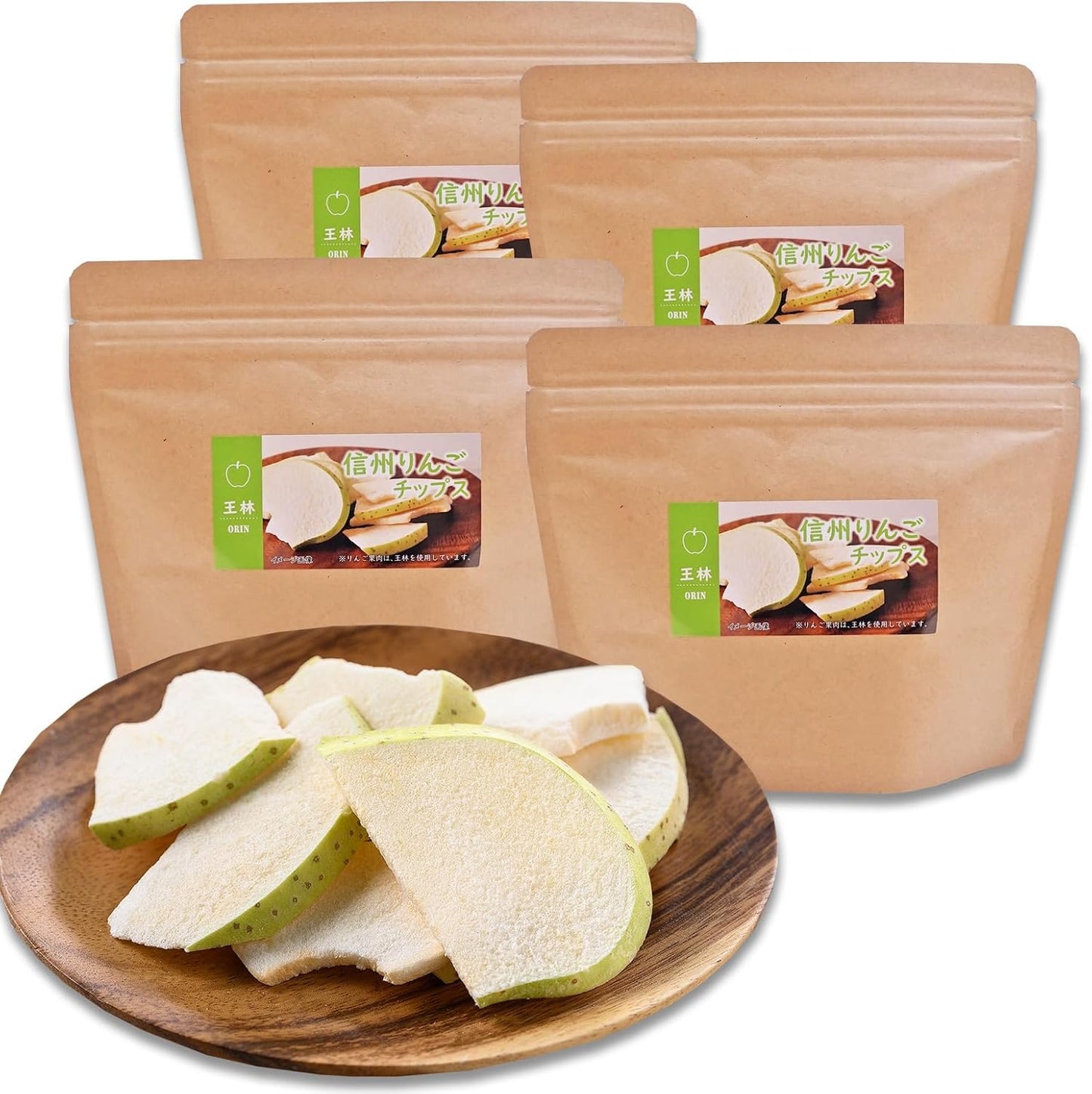 Asuzac Foods Shinshu Apple Chips Fuji Freeze-Dried Non-Fried Stand Pack 25g x 4 Bags Domestic Fuji