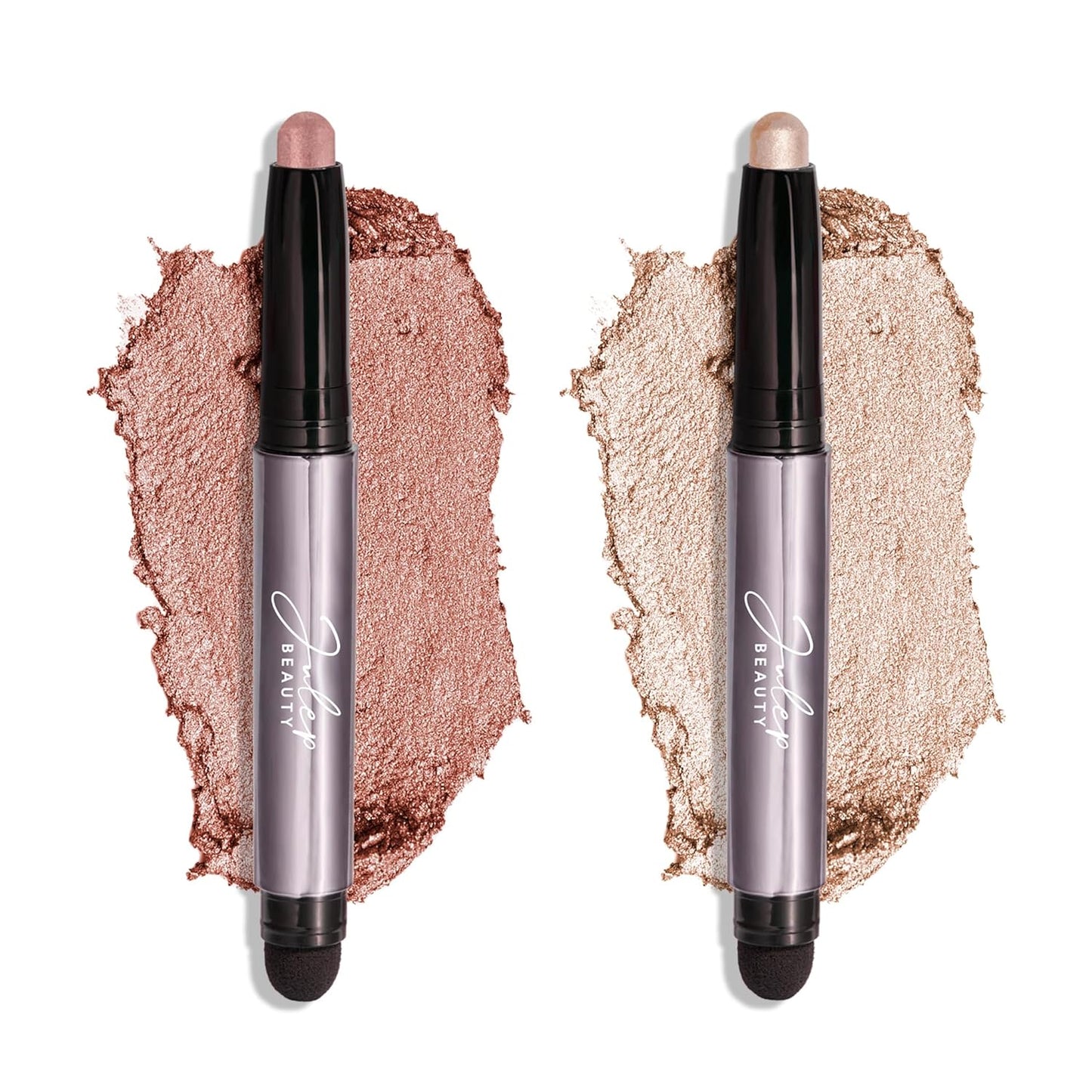 Julep - Sombra de ojos 101 de crema a polvo, impermeable, en barra de punta doble – De larga duración, a prueba de arrugas, fácil de aplicar con difuminante incorporado - Perla y Rosa brillante