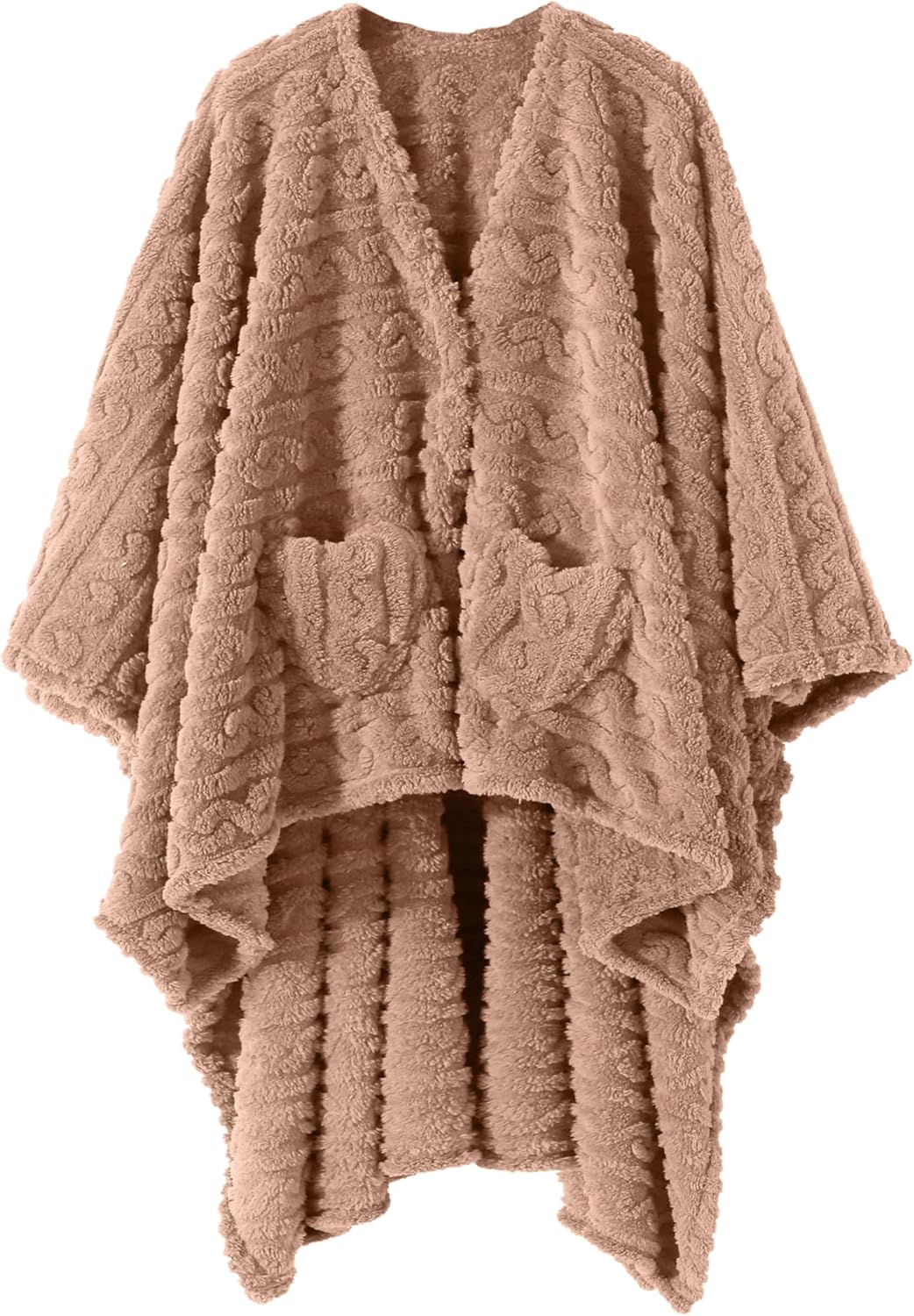 Manta de Poncho para adulto, acogedora manta de forro polar Sherpa con bolsillos para la oficina y el salón (verde, 58 x 64 pulgadas)