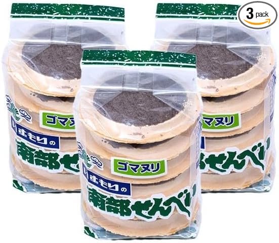Marco Izumori Sesame Rice Crackers, Set of 12 Sheets x 2 Bags, Aomori
