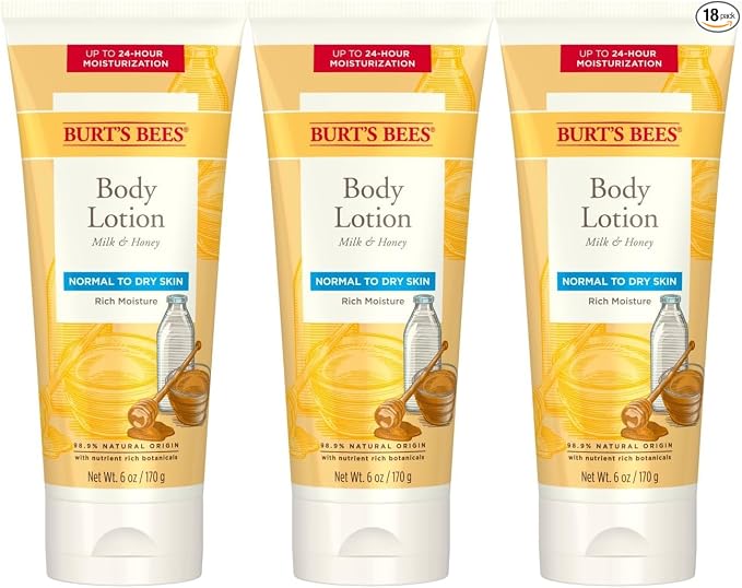 Burts Bees Loción corporal para piel normal a seca con leche y miel, 6 onzas (el paquete puede variar)