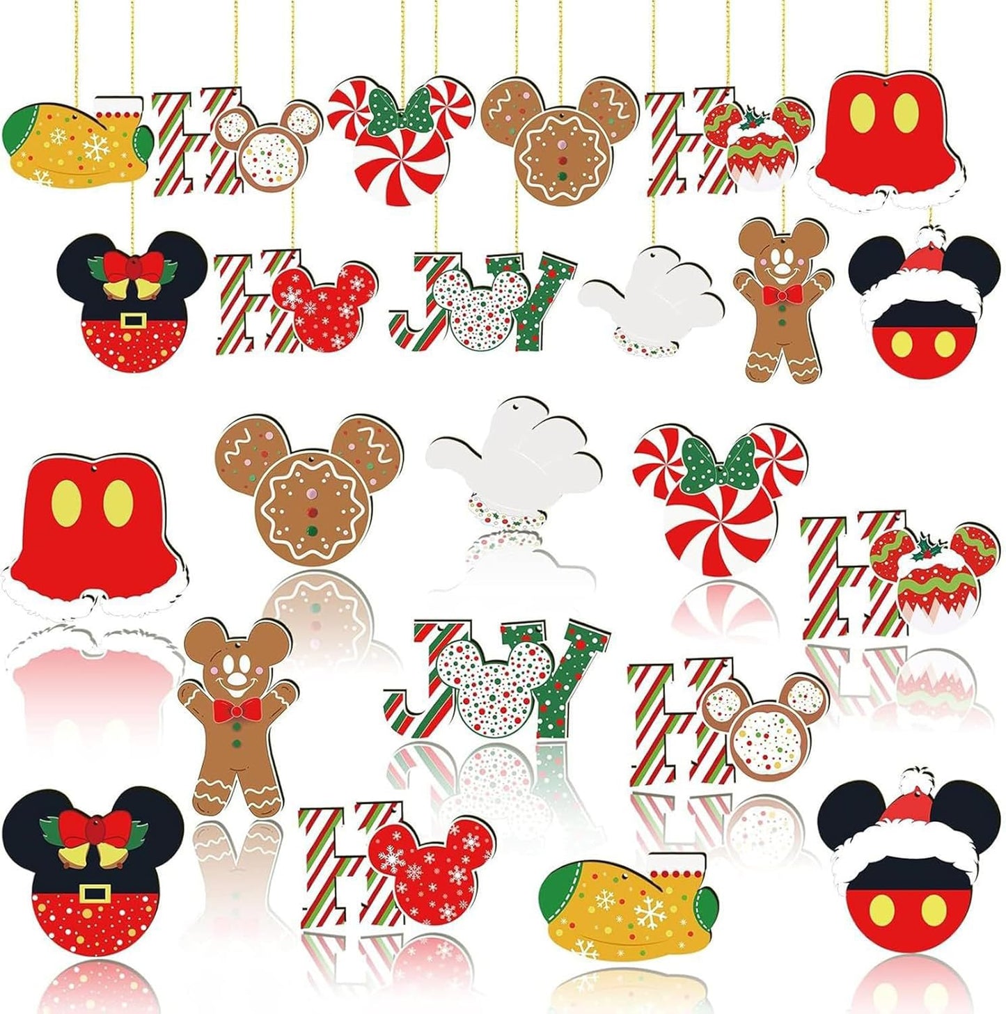 12 piezas de decoraciones navideñas con hilos finos dorados, adornos de ratón de madera para árboles de fiestas navideñas, decoraciones de fiesta para colgar en árbol, hogar, chimenea (verde)
