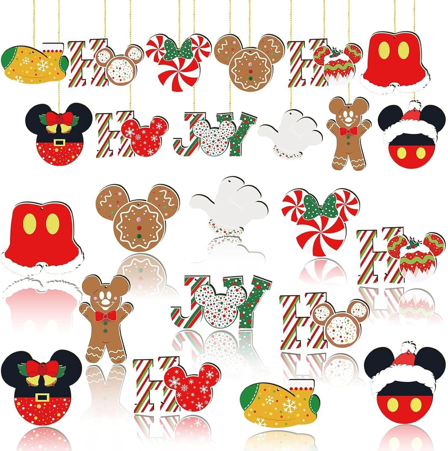 12 piezas de decoraciones navideñas con hilos finos dorados, adornos de ratón de madera para árboles de fiestas navideñas, decoraciones de fiesta para colgar en árbol, hogar, chimenea (verde)