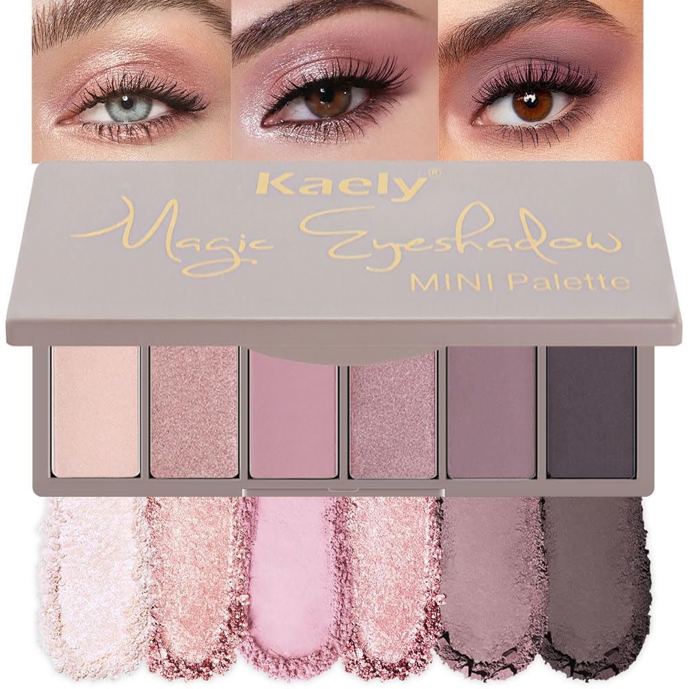 evpct - Paleta de sombra de ojos cuadrada en polvo mate marrón desnudo, rosa desnudo claro, marrón oscuro natural, sombra de ojos mate ahumada de alta pigmentación, mini paleta de maquillaje para