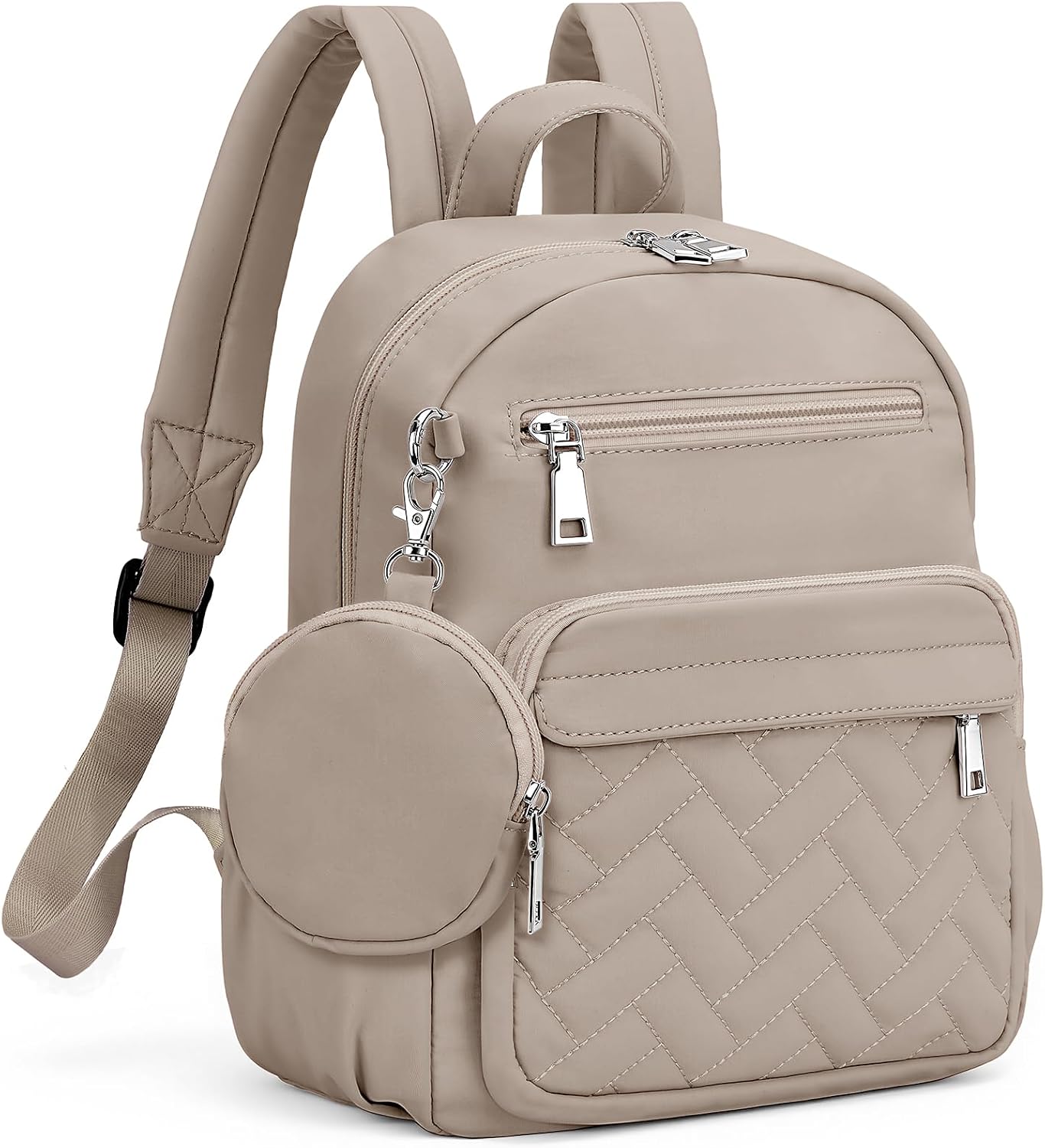 SYTRAH - Mochila antirrobo para mujer, mochila de viaje acolchada impermeable con cremalleras de bloqueo y monedero, mochila acolchada compacta para el trabajo, viajes y aeropuerto, elegante y ligera caqui