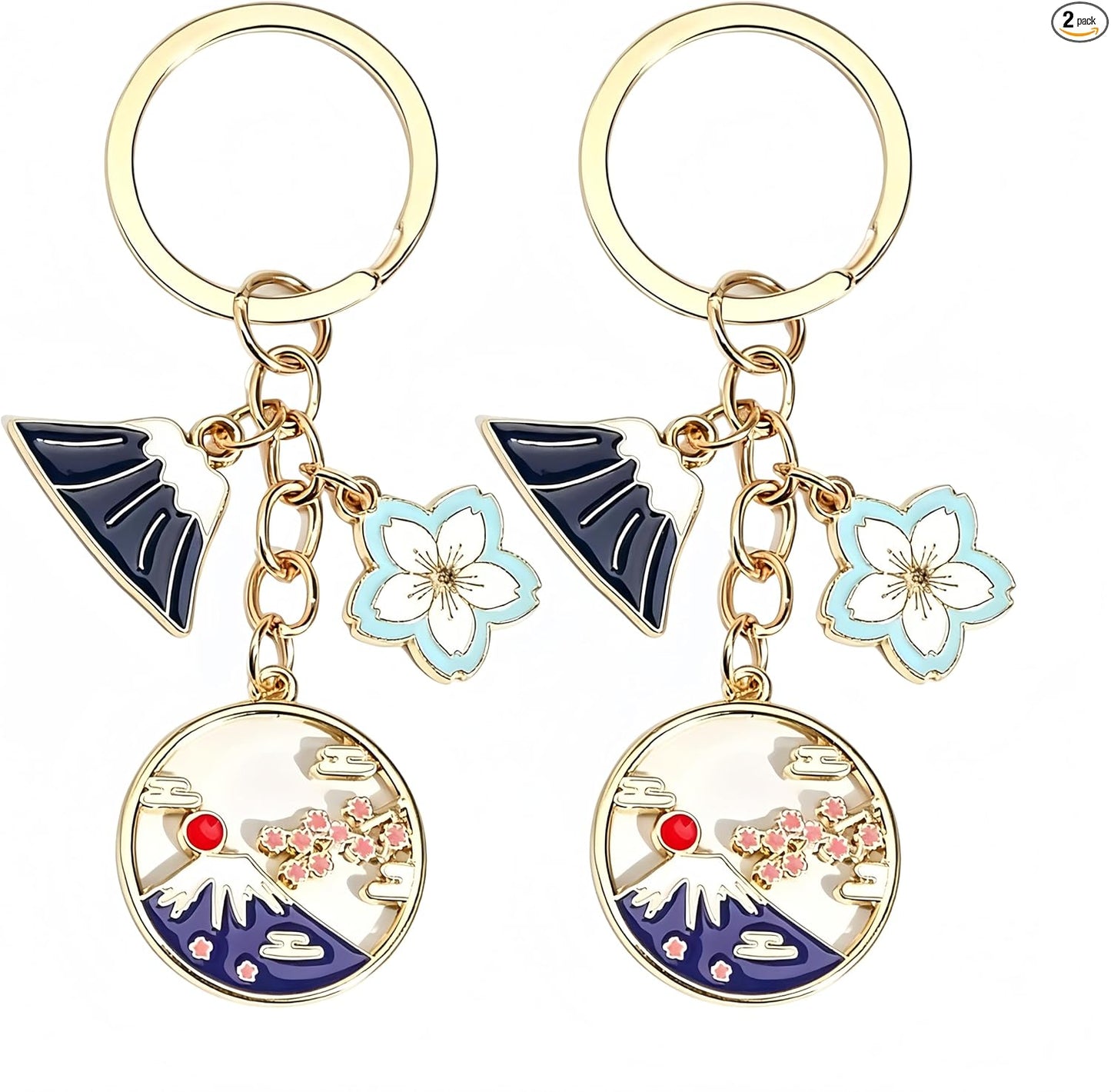 [JYANLI] キーホルダー 富士山 桜 風 デザイン 合金製 耐久性 鍵飾り 車用インテリア バッグチャーム ギフト お土産 和風アクセサリー | 鮮やかな色彩、丈夫で耐久性があります，和風デザイン，キーチャーム 京都土産 お土産、卒業祝い、海外旅行の記念品