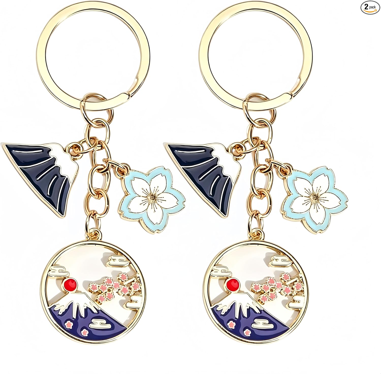 [JYANLI] キーホルダー 富士山 桜 風 デザイン 合金製 耐久性 鍵飾り 車用インテリア バッグチャーム ギフト お土産 和風アクセサリー | 鮮やかな色彩、丈夫で耐久性があります，和風デザイン，キーチャーム 京都土産 お土産、卒業祝い、海外旅行の記念品